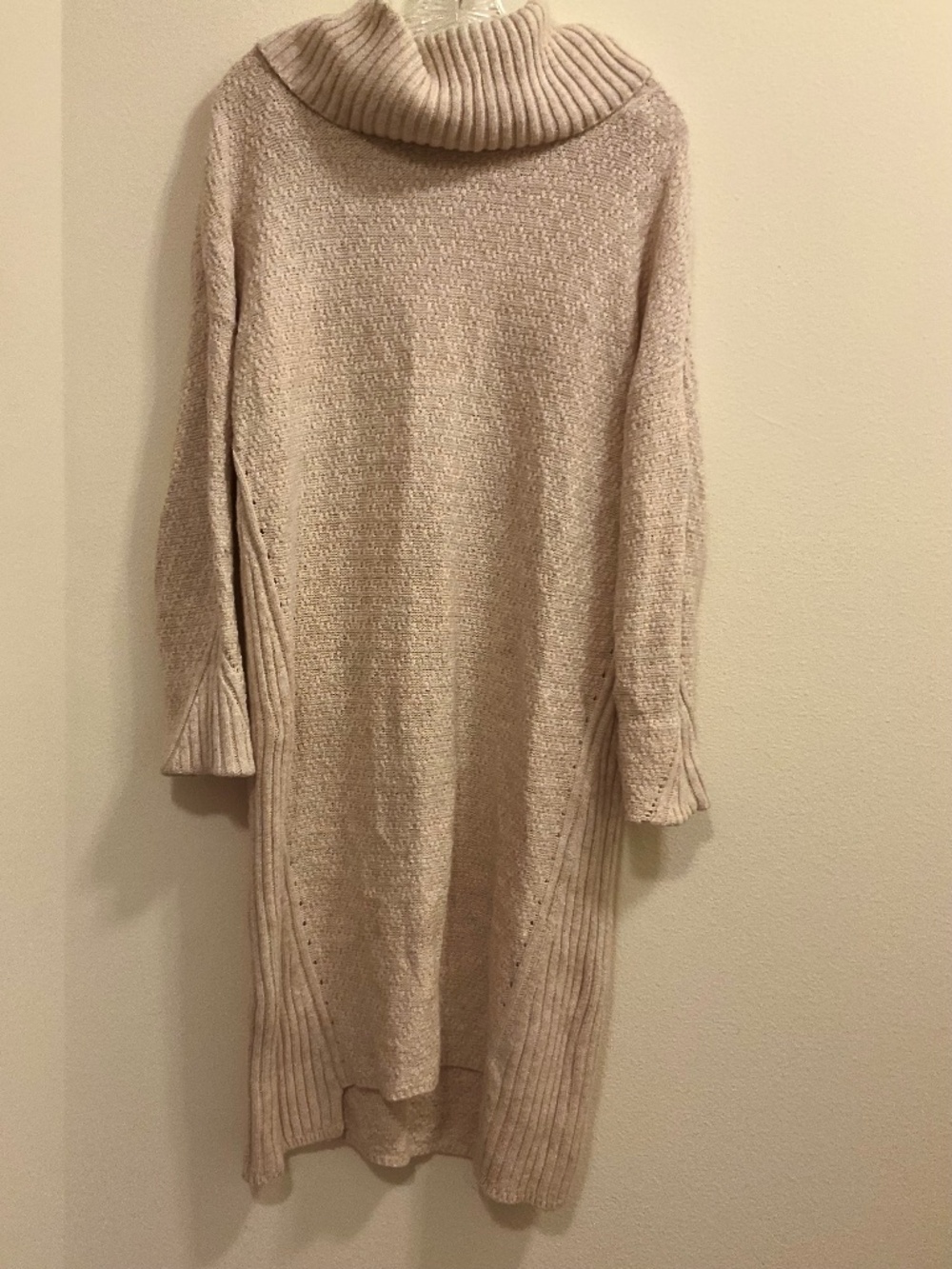 Treasure & Bond (Nordstrom) Cowl Neck Sweater Dress in Light Oatmeal. Sz Lg